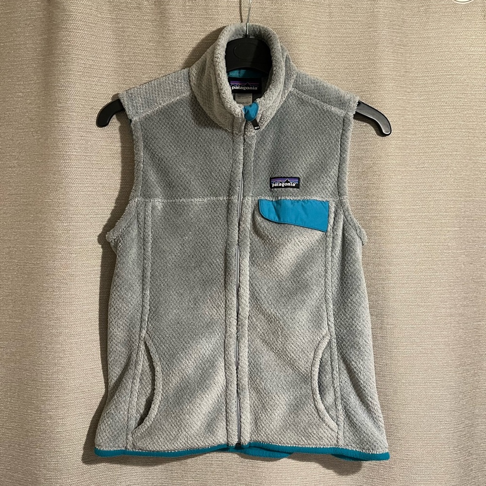 Patagonia‎ Gray and Blue Fleece Polartec Zip-up Vest